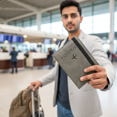 Portable leather travel passport holder